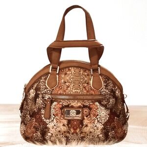 Original By Sharif 1827 Domed Leather Satchel Bag Floral Paisley